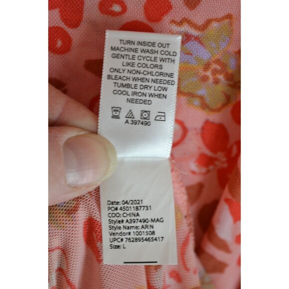 LOGO Layers Lori Goldstein Women's Large Pink Printed Sheer Ruffled Hem Tunic - Picture 11 of 12